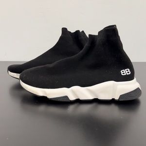 KIDS - SPEED RECYCLED KNIT SNEAKER IN BLACK/WHITE